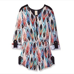 TRU LUV FEATHER PRINT ROMPER